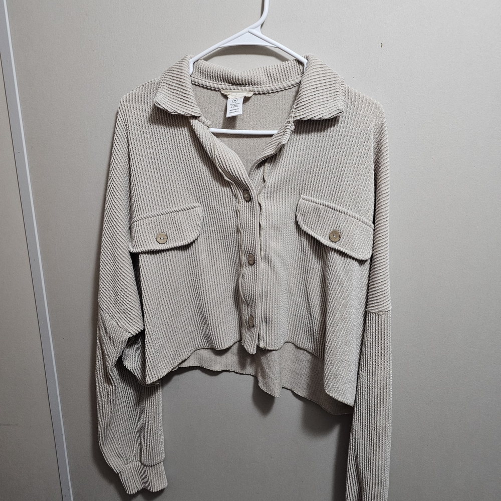 Altar'd State Cream Ribbed Knit Cardigan - Picture 5 of 6